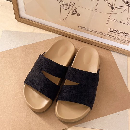 Damen Komfortable Wedgesandalen mit doppeltem Riemen und leichtem Fußbett R&B
