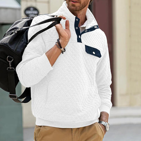 Herren Stepppullover mit Brusttasche und kontrastierenden Details R&B