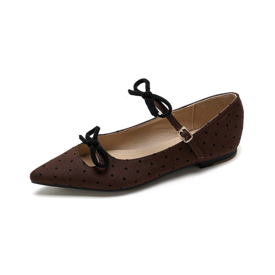 Damen Ballerinas mit modischem Punkte-Design und dekorativen Schleifen R&B