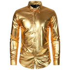 Herren Glamouröses Metallic-Oberhemd R&B