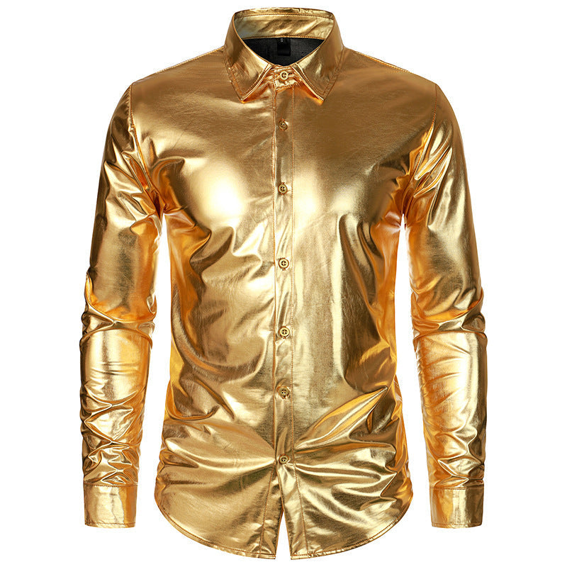 Herren Glamouröses Metallic-Oberhemd R&B