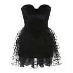 Damen Festliches Cocktailkleid mit Herz-Ausschnitt und voluminösem Rüschensaum R&B