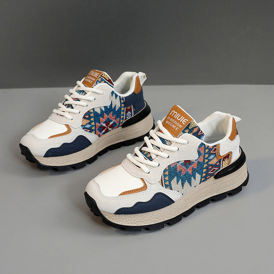 Damen Sportliche Sneakers mit farbenfrohem Ethno-Muster und rutschfester Sohle R&B