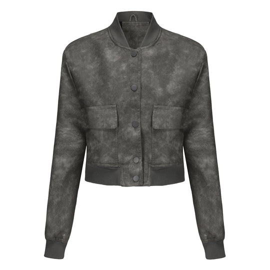 Damen Kunstleder Bomberjacke mit praktischen Taschen und elastischen Bündchen R&B