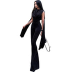 Damen Eleganter Jumpsuit mit Drapierung und weiter Beinführung R&B