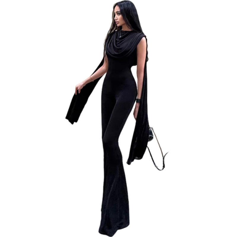 Damen Eleganter Jumpsuit mit Drapierung und weiter Beinführung R&B