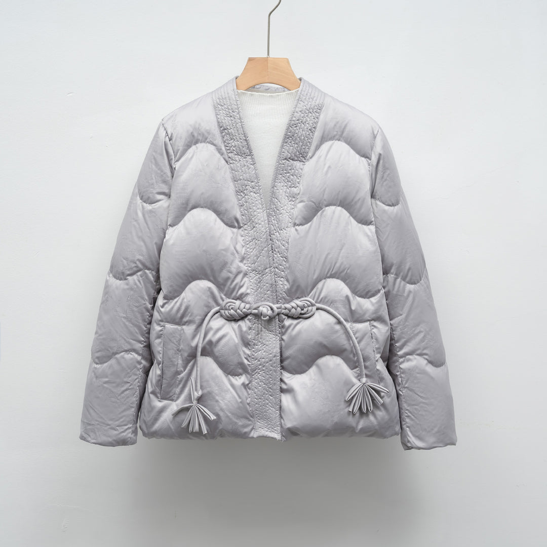 Damen Voluminöse Steppjacke mit Taillenzug und eleganter Struktur R&B