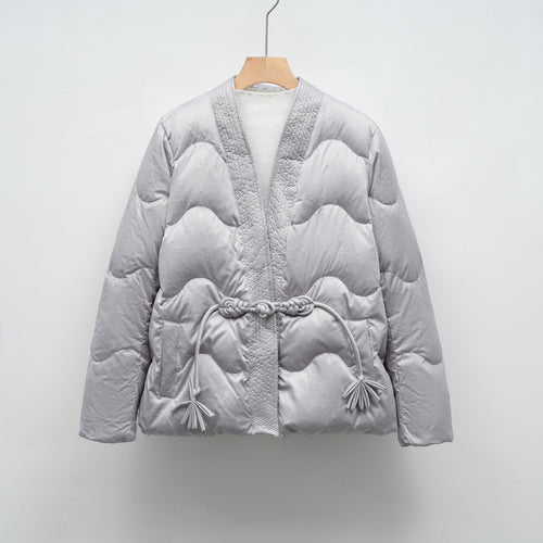 Damen Voluminöse Steppjacke mit Taillenzug und eleganter Struktur R&B