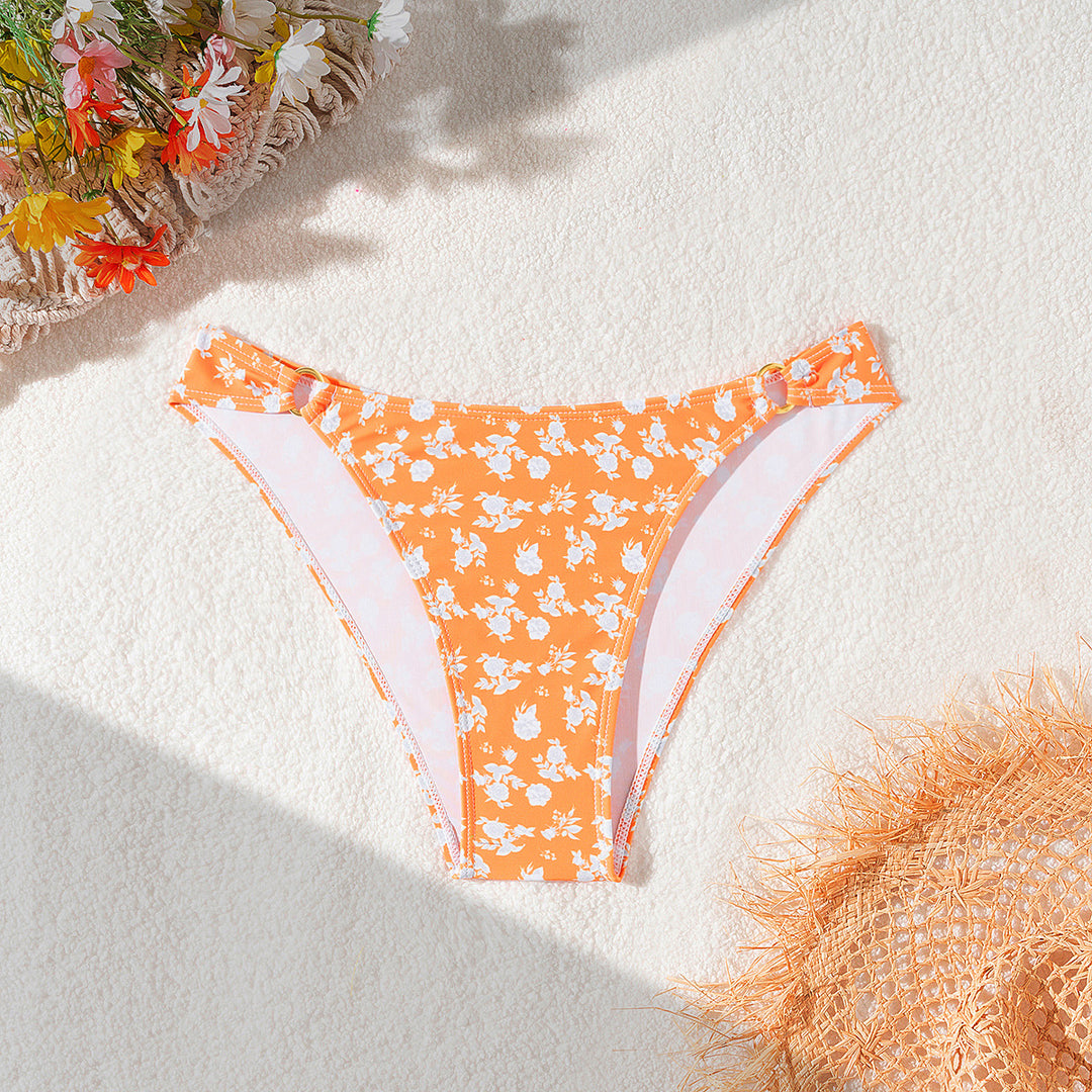 Damen Bikini-Höschen mit floralem Design und goldenen Akzenten R&B