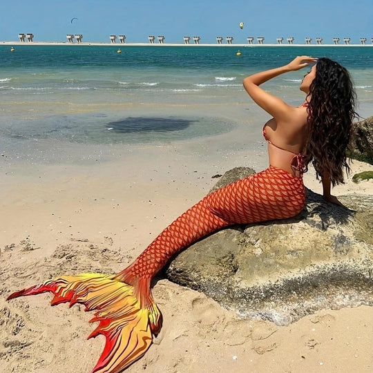 Damen Meerjungfrauen-Bikini mit schimmerndem Schwanzfisch-Muster R&B