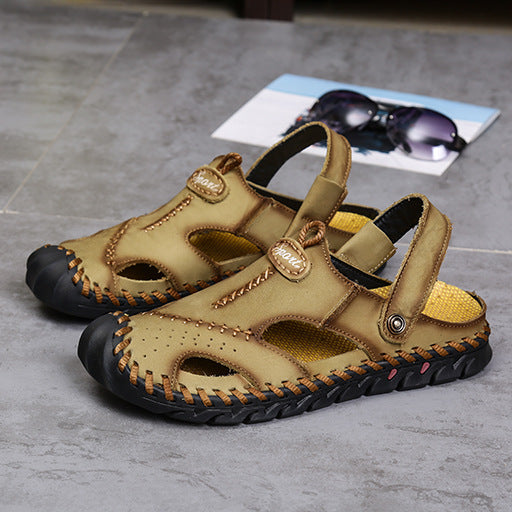 Damen Sportliche Ledersandalen mit elastischem Riemen und stoßdämpfender Sohle R&B