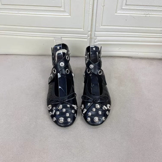 Damen Designer-Ballerinas mit innovativem Riemen- und Applikationsdesign R&B