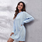 Damen Strickkleid mit Zopfmuster und lässigem Schnitt R&B