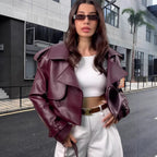 Damen oversized Kunstlederjacke mit statement-Manschetten R&B