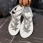 Damen Sandalen mit funkelnden Schmetterlingsapplikationen und komfortablem Riemendesign R&B