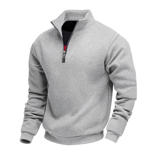 Herren leichter Fleecepullover mit Stehkragen und halblangem Reißverschluss R&B