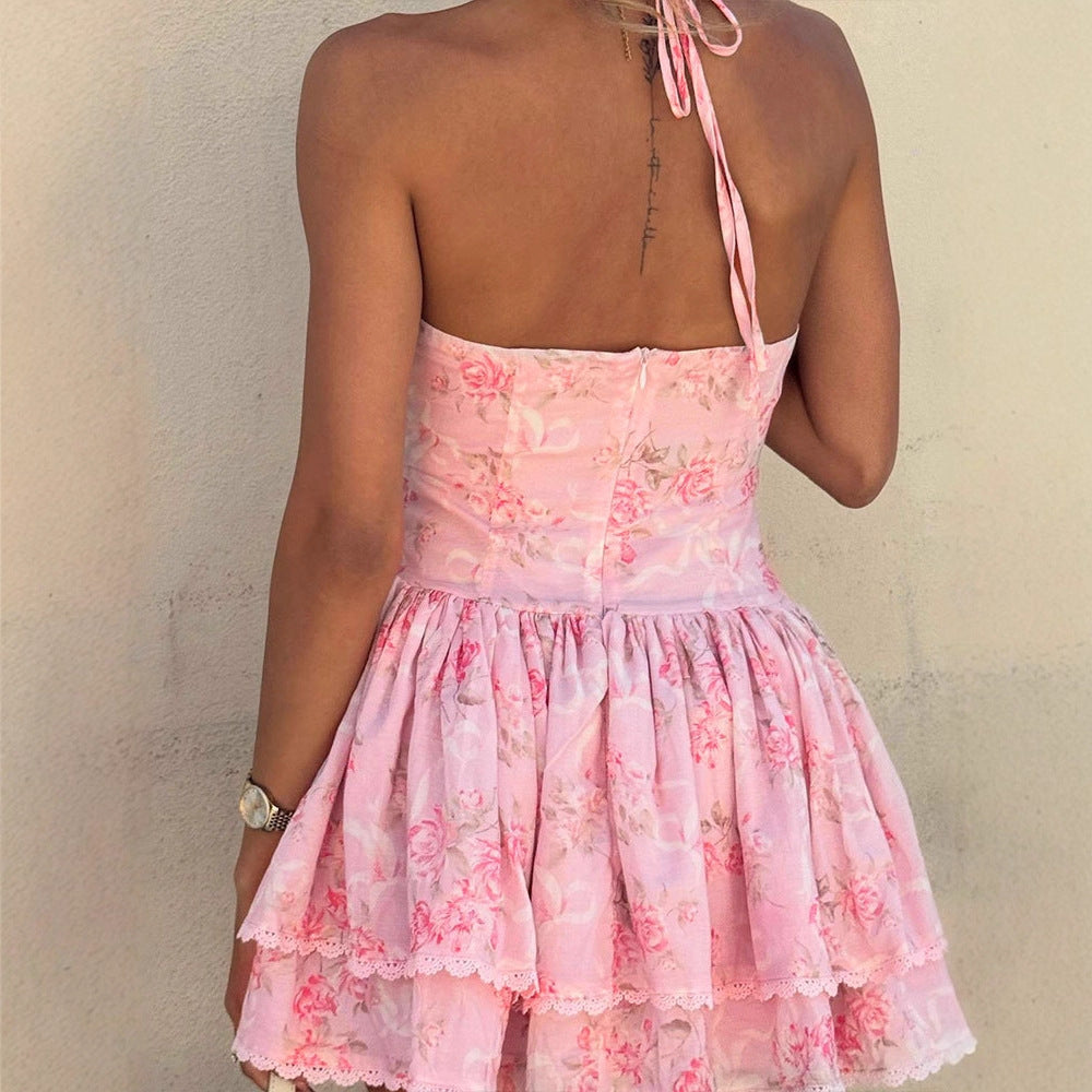 Damen Sommerliches Neckholderkleid mit floralem Muster und Rüschendetails R&B