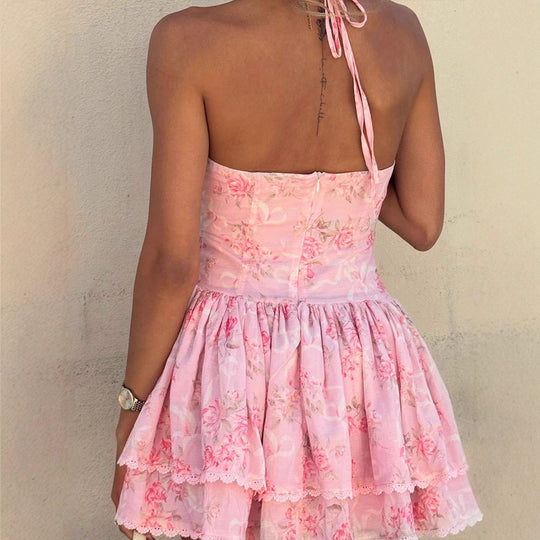 Damen Sommerliches Neckholderkleid mit floralem Muster und Rüschendetails R&B