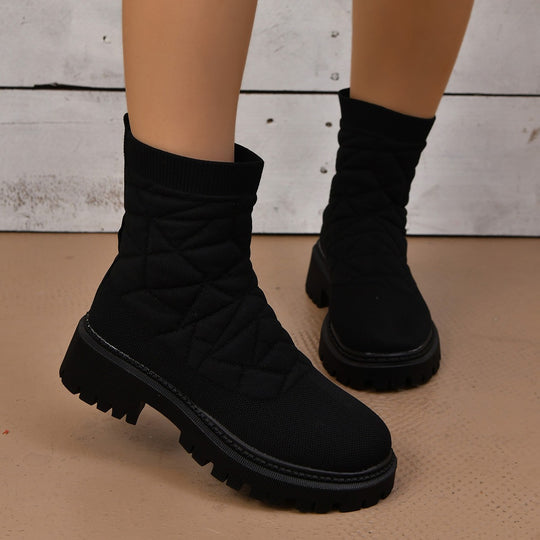 Damen Modische Stiefel mit strukturiertem Obermaterial und rutschfester Profilsohle R&B
