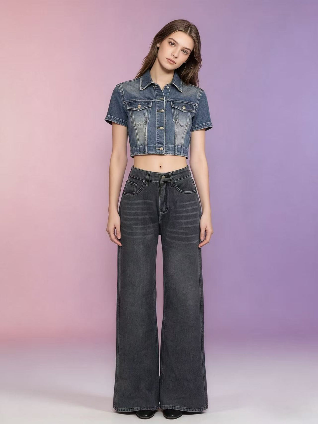 Damen eleganter Cropped Blazer mit schmalem Revers