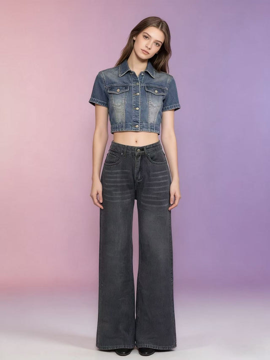 Damen eleganter Cropped Blazer mit schmalem Revers