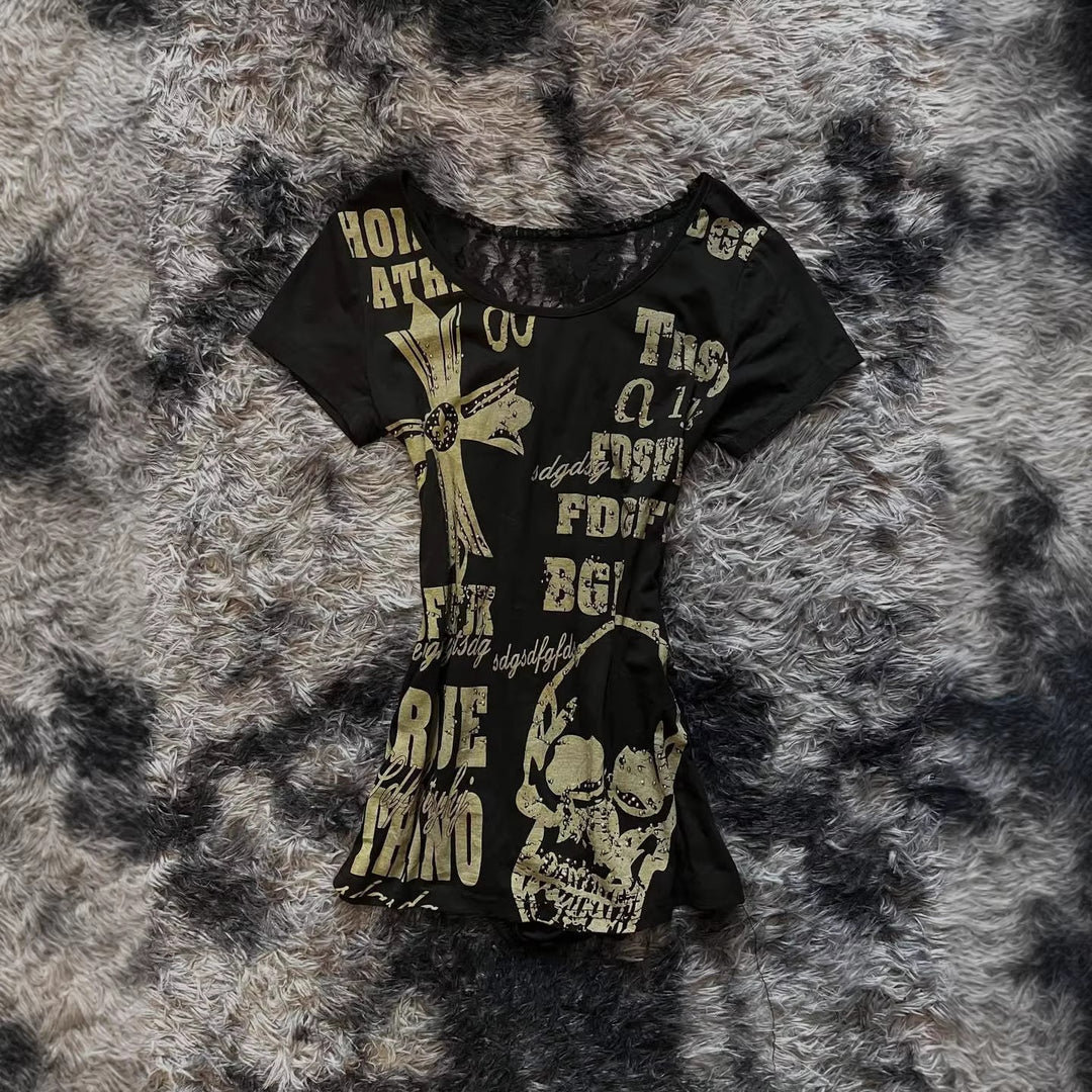 Damen Trendiges T-Shirt mit kreativen Grafiken R&B