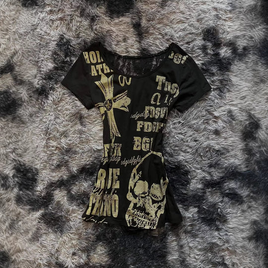 Damen Trendiges T-Shirt mit kreativen Grafiken R&B