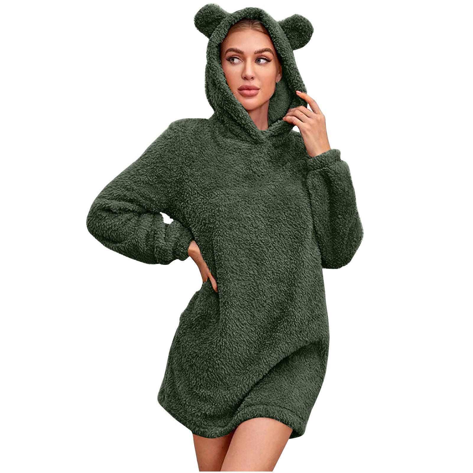 Damen Kuscheliger Hoodie mit Bärenohren R&B