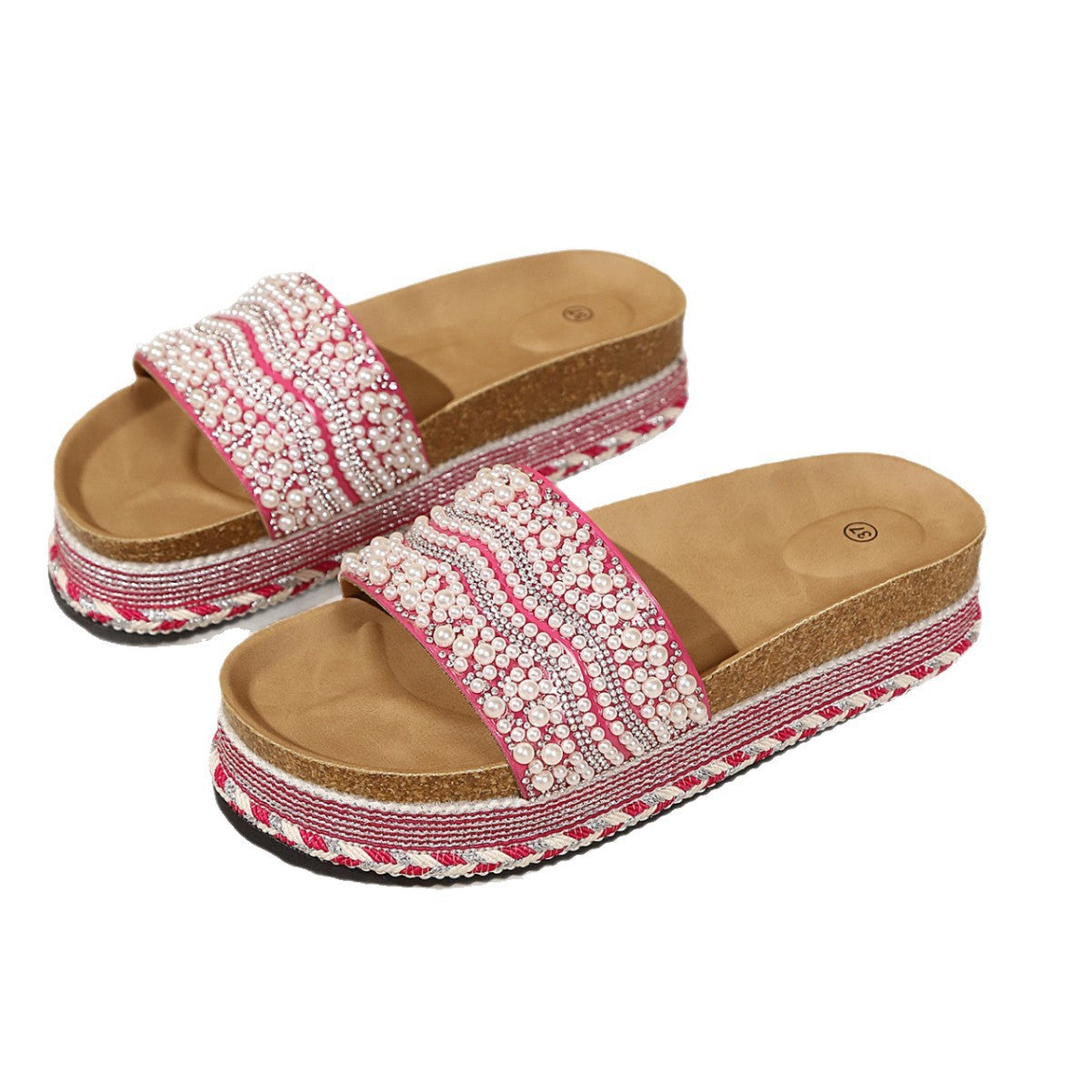 Damen Dekorative und komfortable Clogs mit Perlen und strukturiertem Obermaterial R&B
