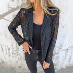 Damen Transparente Spitzenjacke mit elegantem Schnitt R&B