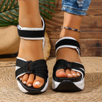 Damen Wedge-Sandalen mit luftiger Mesh-Oberfläche und verstellbaren Riemen