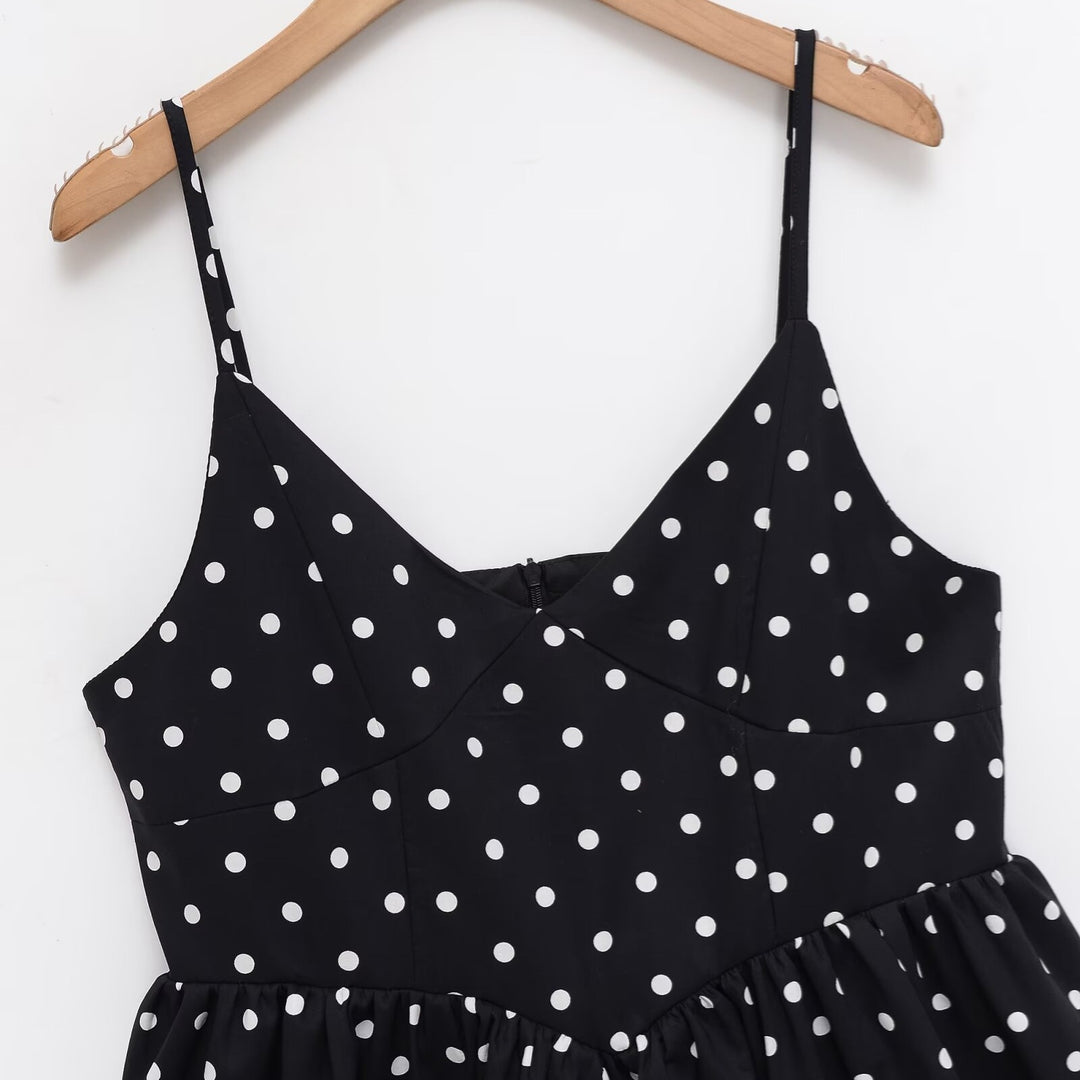 Damen Sommerliches Spaghettiträgerkleid mit verspieltem Punkte-Design und fließendem Schnitt R&B