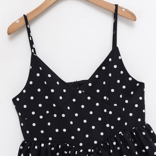 Damen Sommerliches Spaghettiträgerkleid mit verspieltem Punkte-Design und fließendem Schnitt R&B