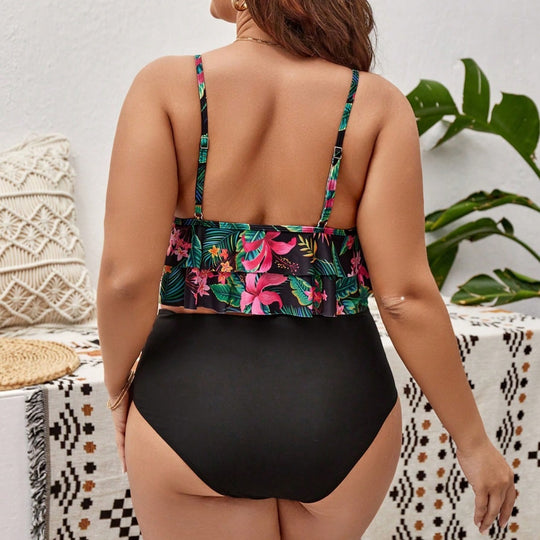 Damen Tankini-Set mit floralem Volantschnitt R&B