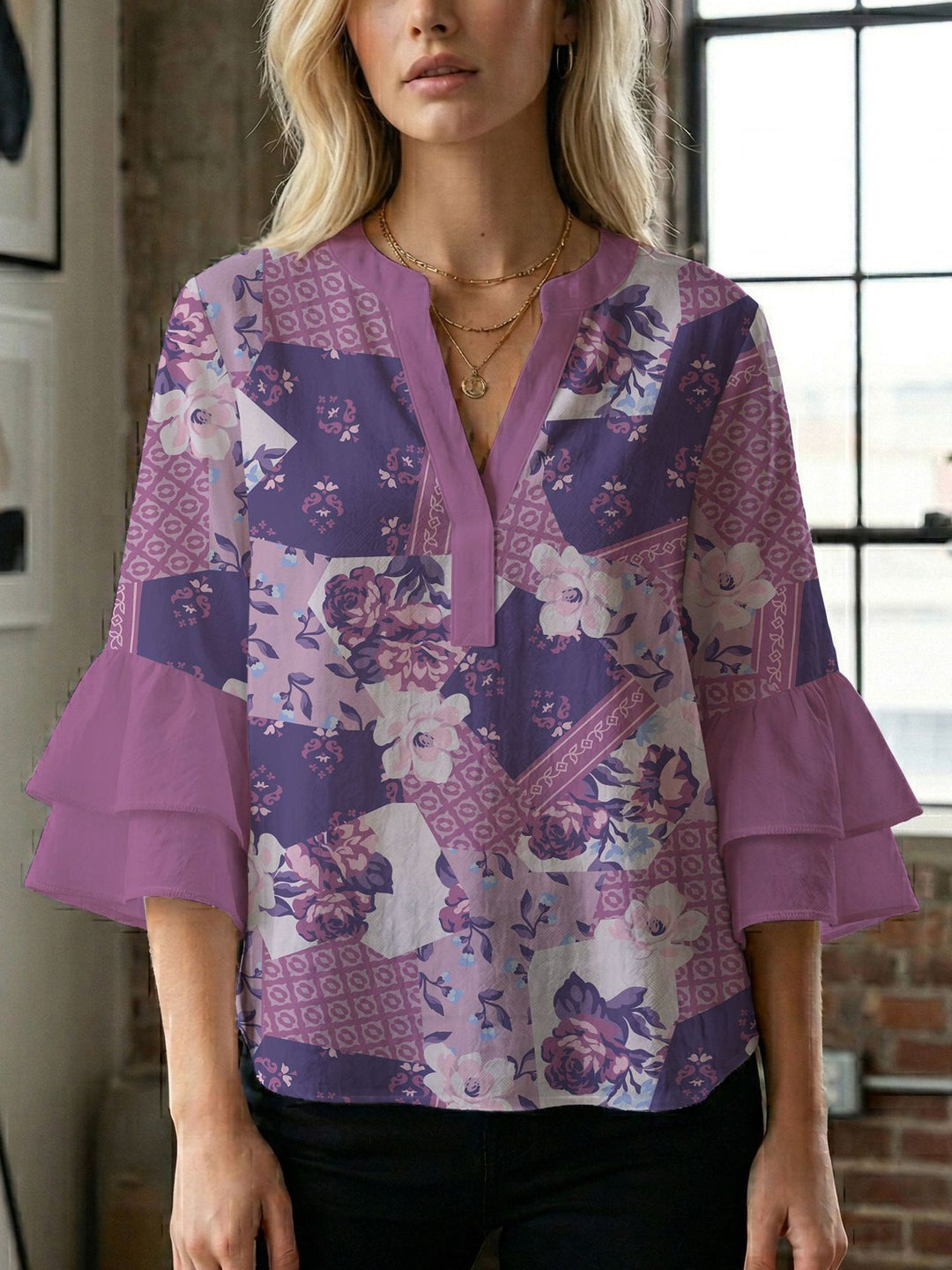 Damen Bluse mit wunderschönen floralem Design R&B