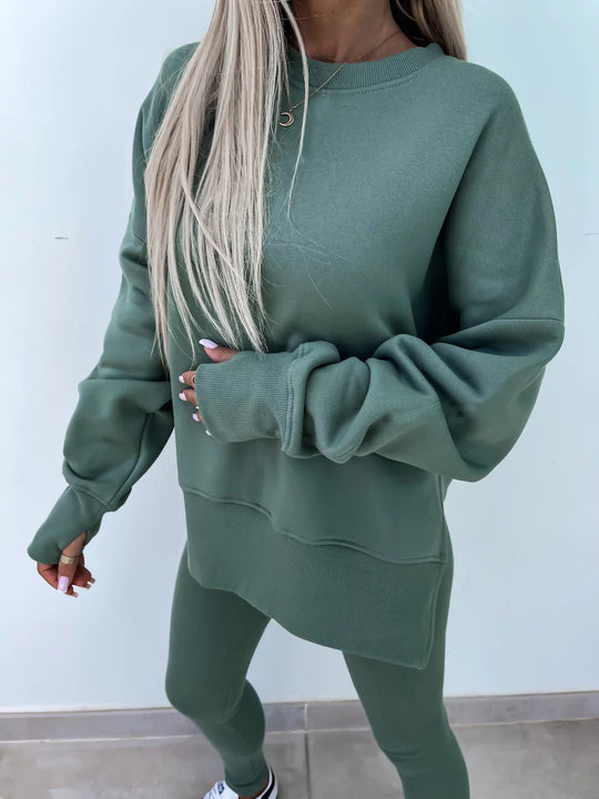 Damen Sportlicher Freizeitanzug mit oversized Sweatshirt und enganliegenden Leggings R&B