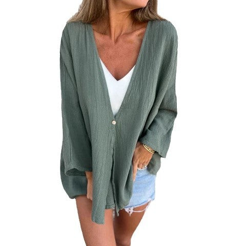 Damen Lässige Strickjacke mit weitem Schnitt und eleganten Knopfdetails R&B