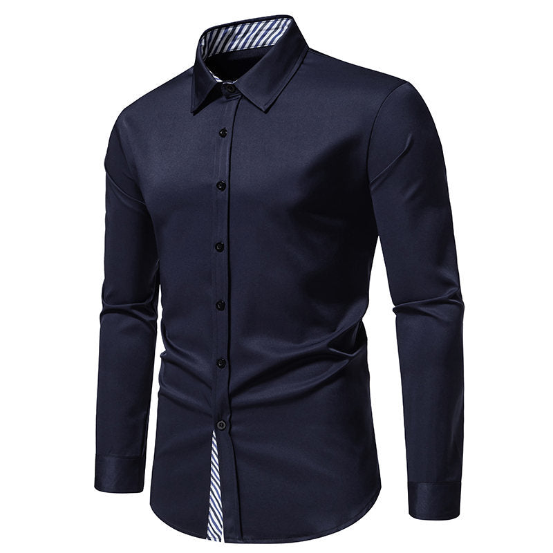 Herren Langarmhemd mit modernem Kontrastdesign