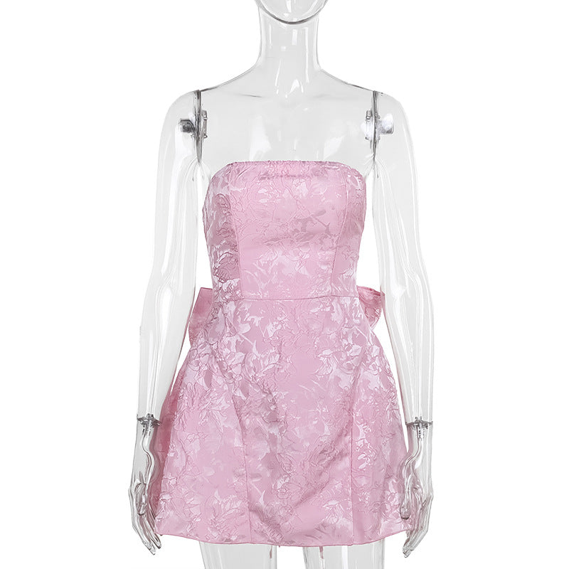 Damen schulterfreies Cocktailkleid mit elegantem Schleifendetail R&B