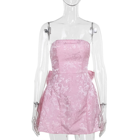Damen schulterfreies Cocktailkleid mit elegantem Schleifendetail R&B