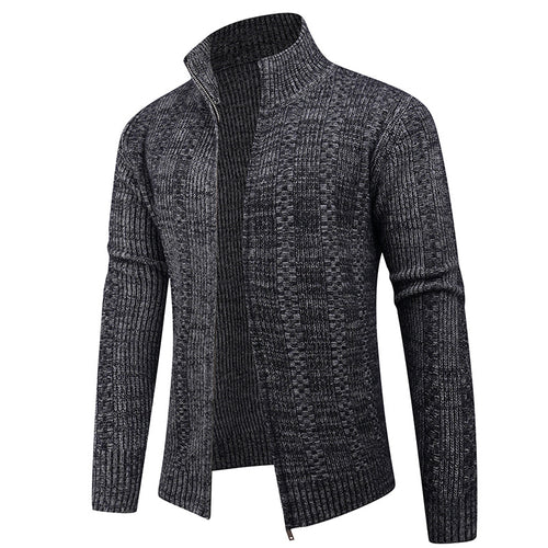 Herren Freizeit Strickjacke mit hohem Kragen und modernem Zipper R&B