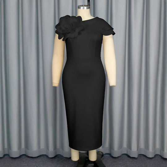 Damen elegantes Etuikleid mit floralem Akzent und Schulterdesign R&B