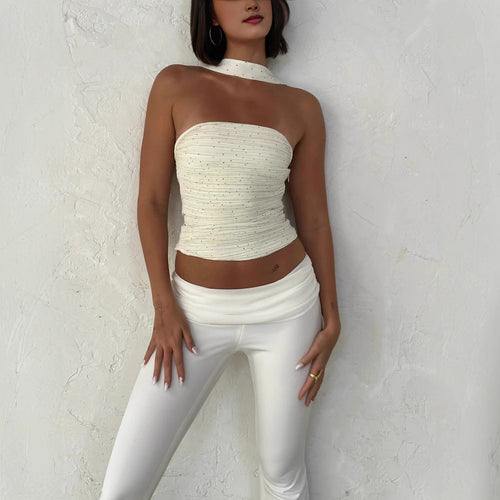 Damen Bandeau-Top mit schmalem Halstuch und glamourösen Akzenten R&B