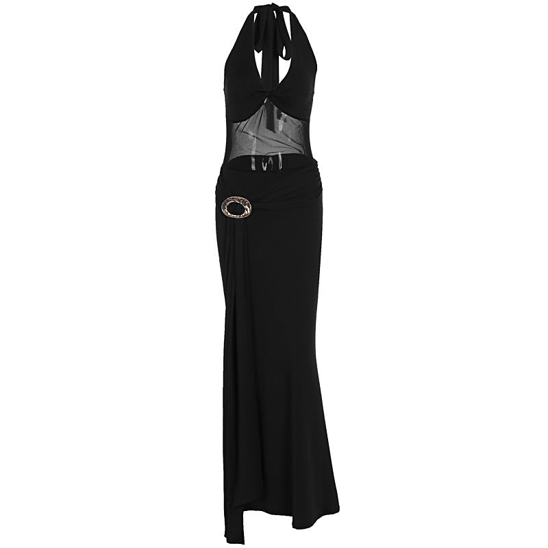 Damen Maxikleid mit raffiniertem Wickeldesign und elegantem Halterhals R&B