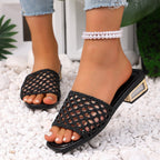 Damen Offene Mules mit geflochtenem Riemendesign R&B