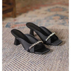 Damen glamouröse und elegante Sandaletten mit Blockabsatz R&B
