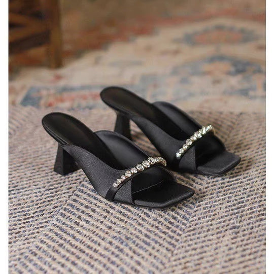 Damen glamouröse und elegante Sandaletten mit Blockabsatz R&B