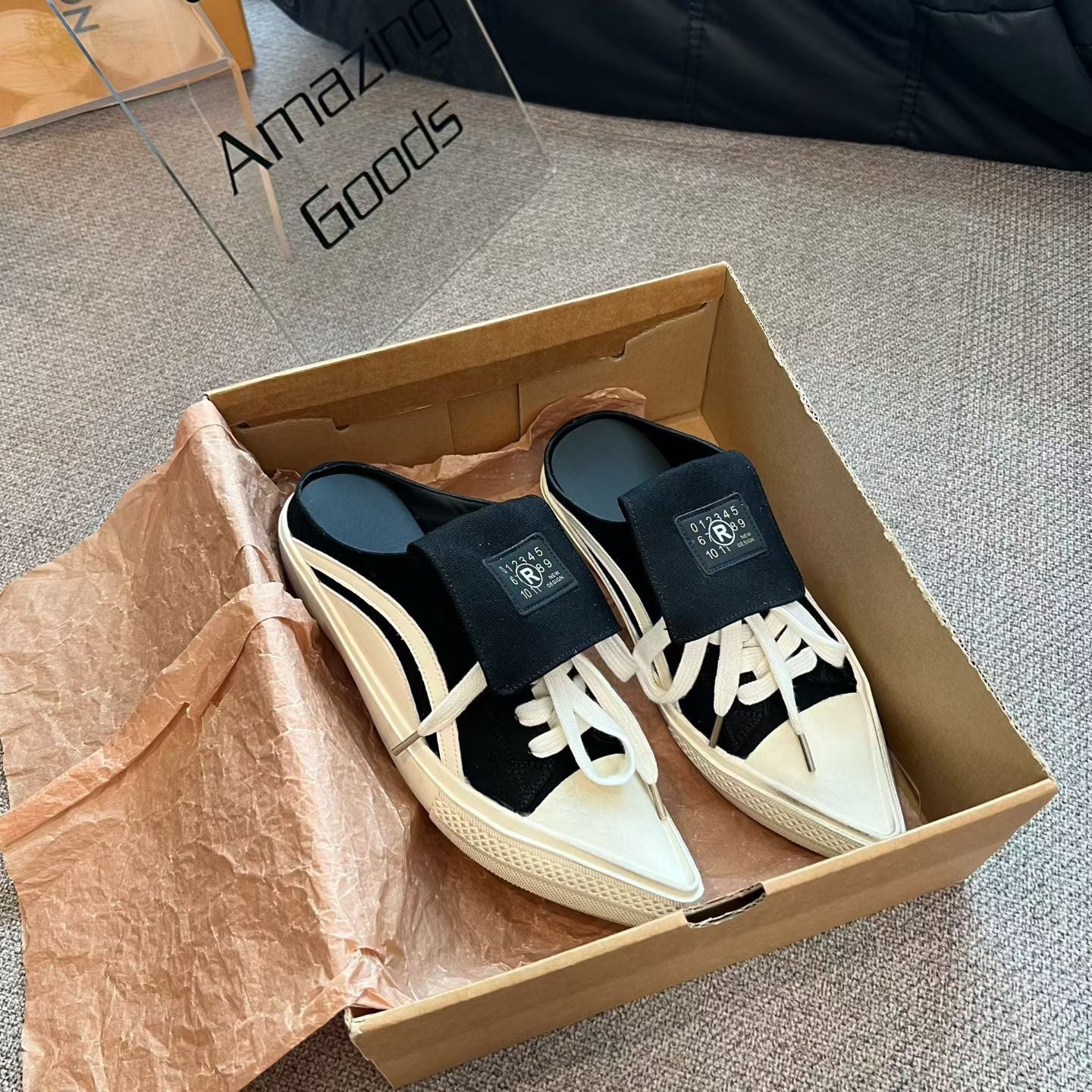 Damen lässige Slipper mit stylischem Schnürdesign R&B