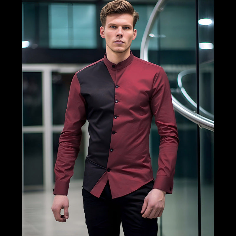 Herren Hemd mit asymmetrischem Farbmuster und modernem Kragen