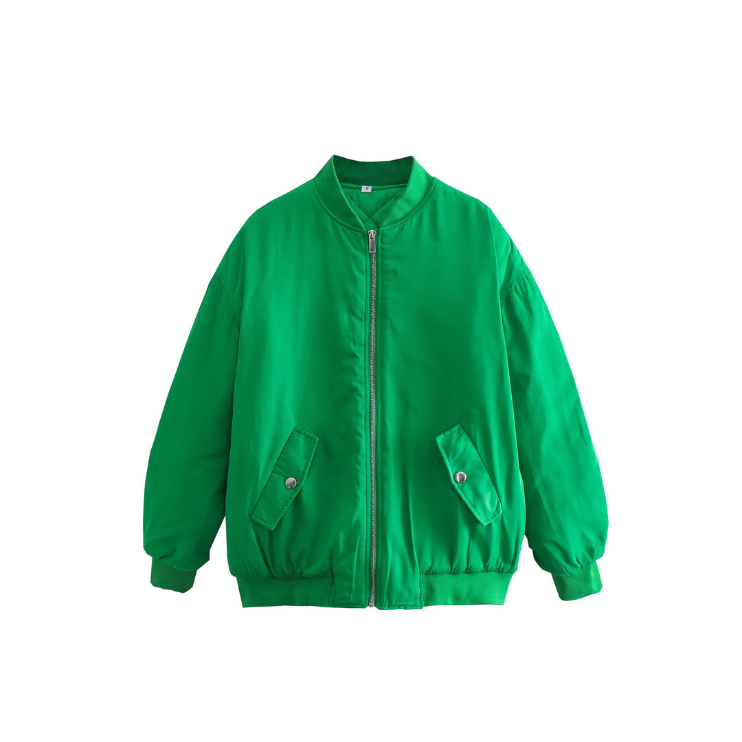 Damen lässige Bomberjacke mit elastischem Bund und praktischen Taschen R&B